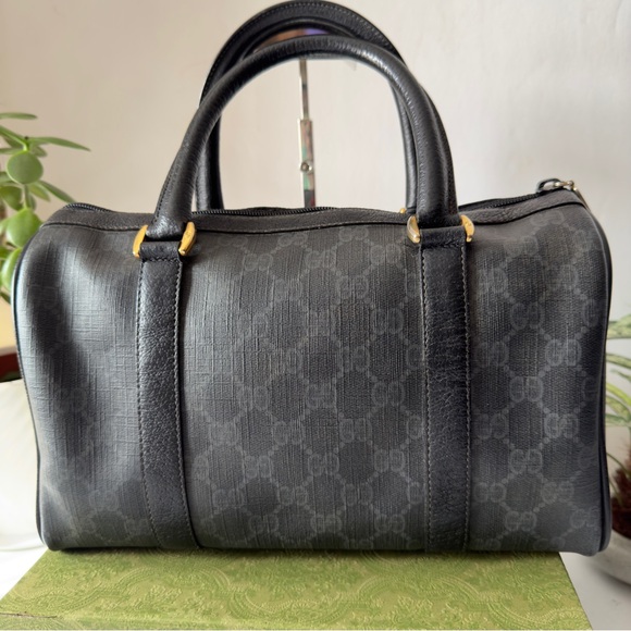 Vintage Gucci GG Canvas Small Boston with Sherry line Grey/Black - Picture 2 of 15